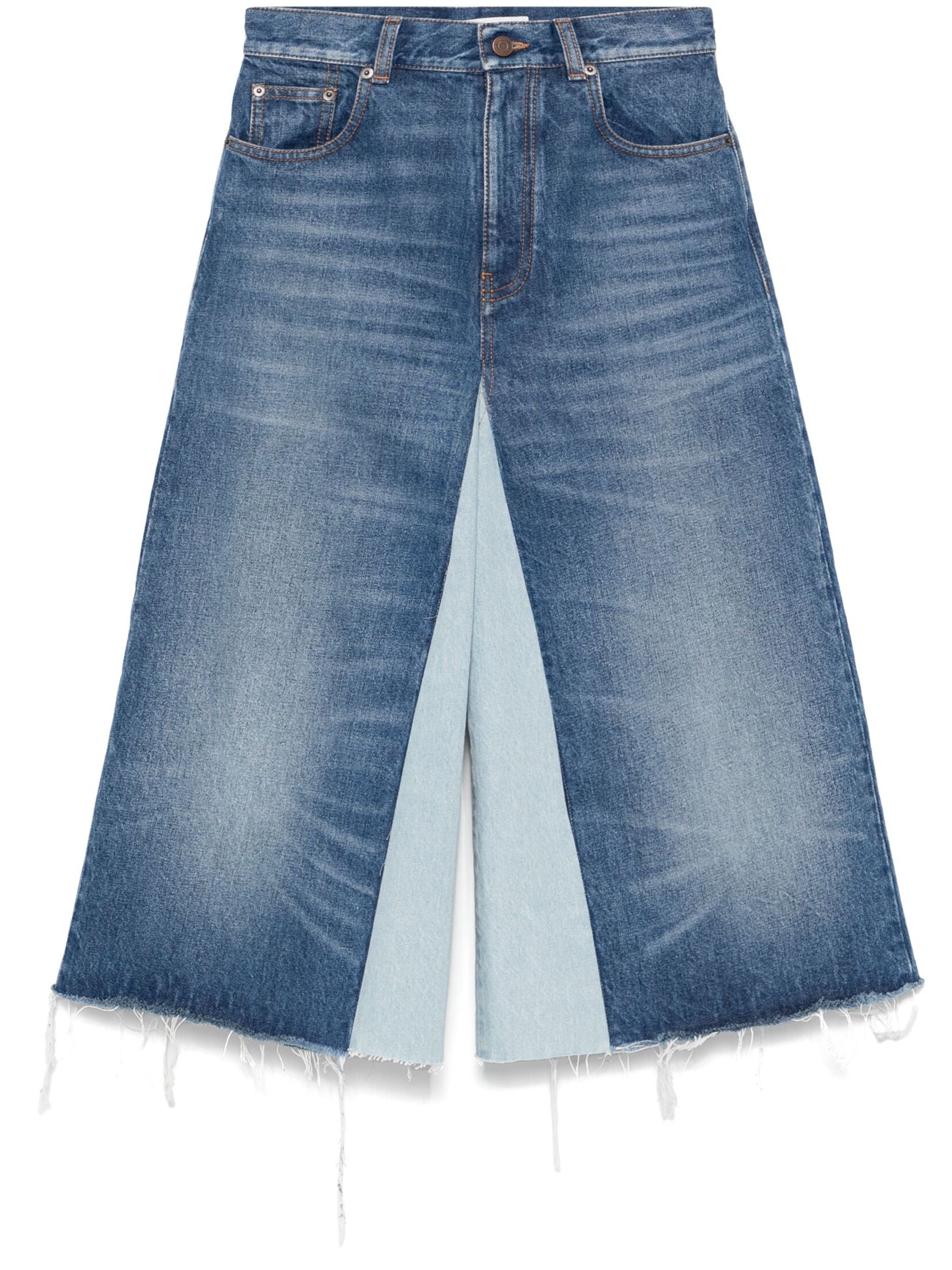 CHLOÉ Two-Tone Flared Denim Shorts