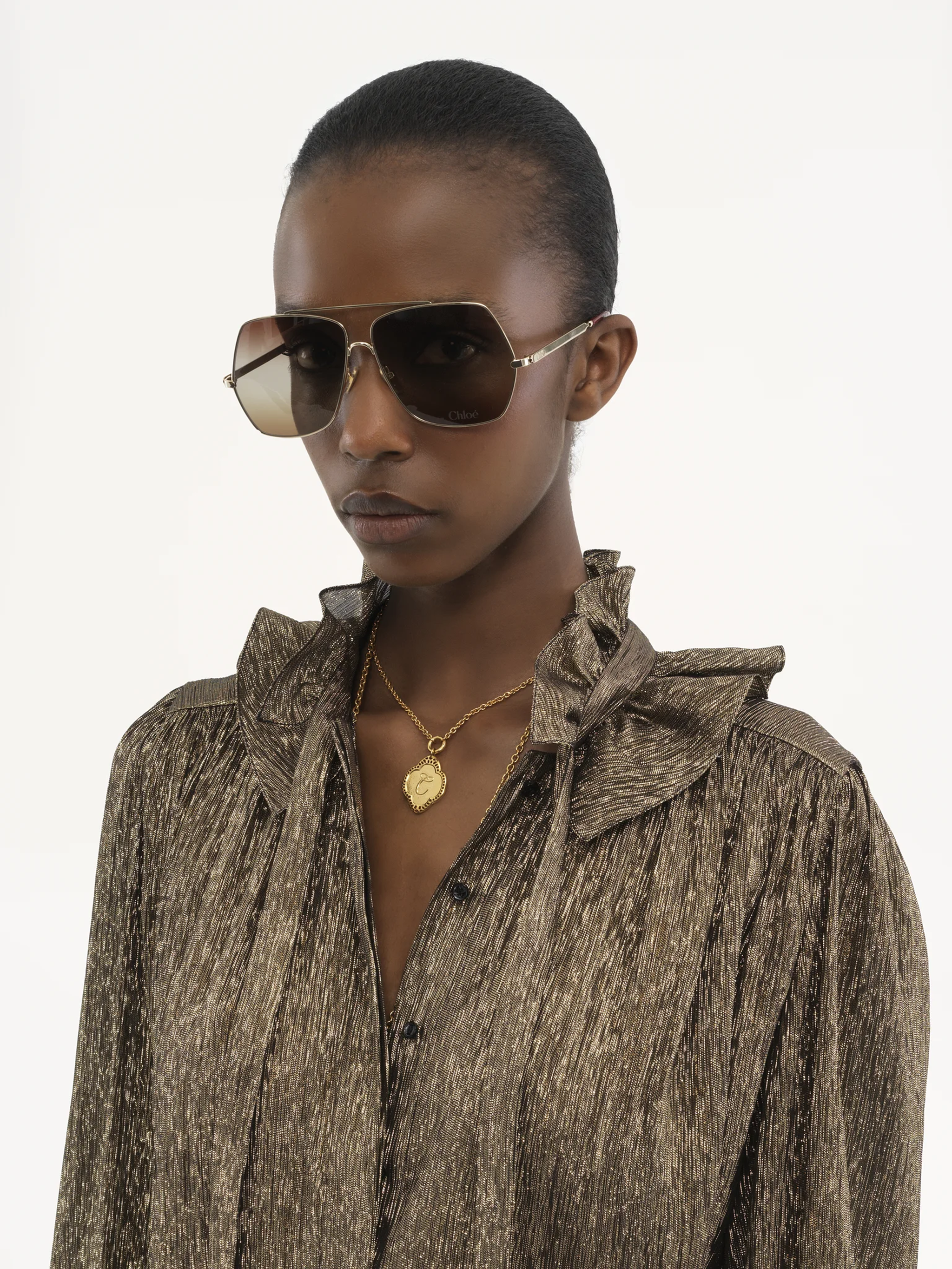 CHLOÉ Flowing Blouse with Metallic Silk Detail - Size 36