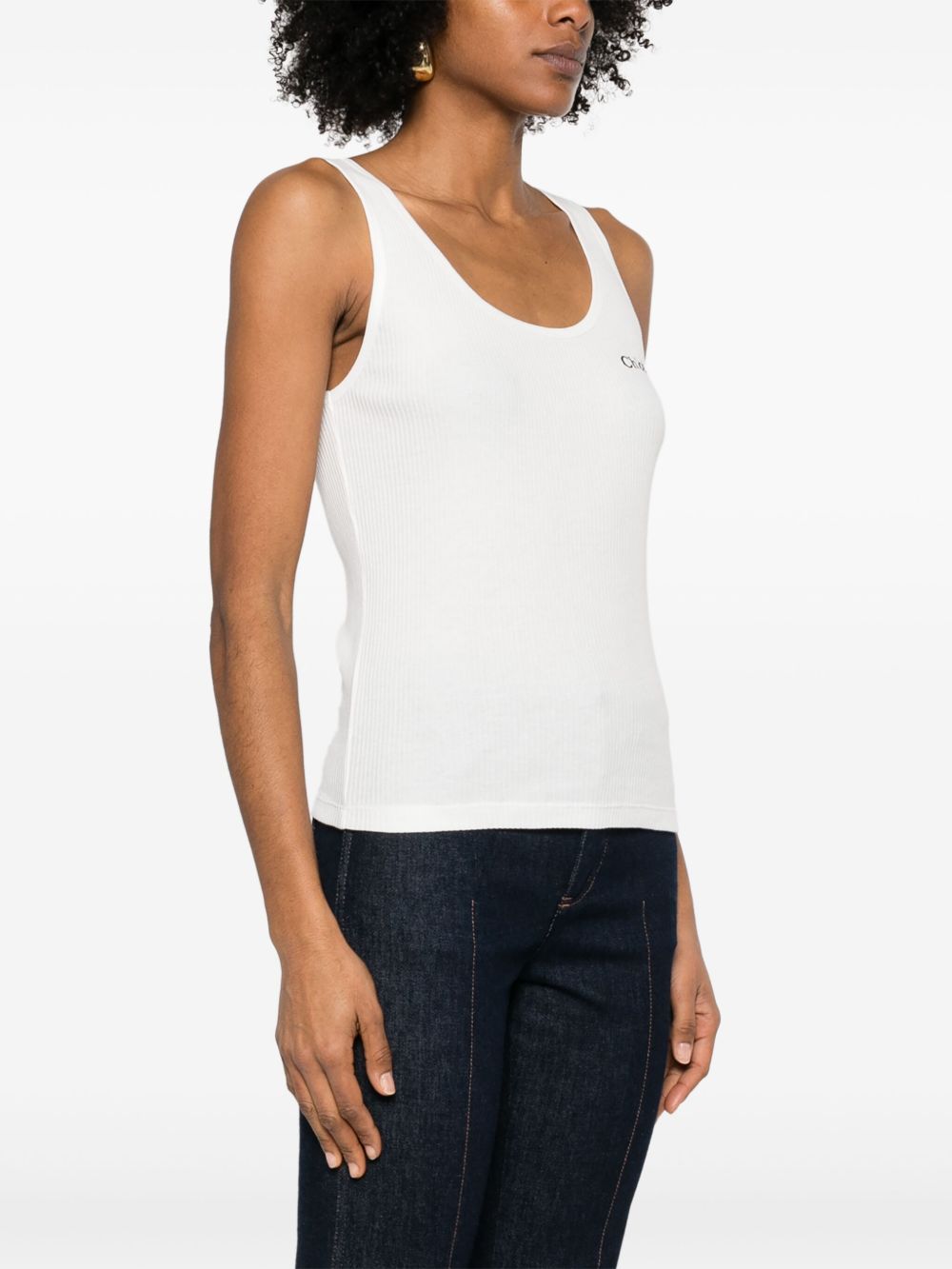 CHLOÉ Ribbed Tank Top with Logo