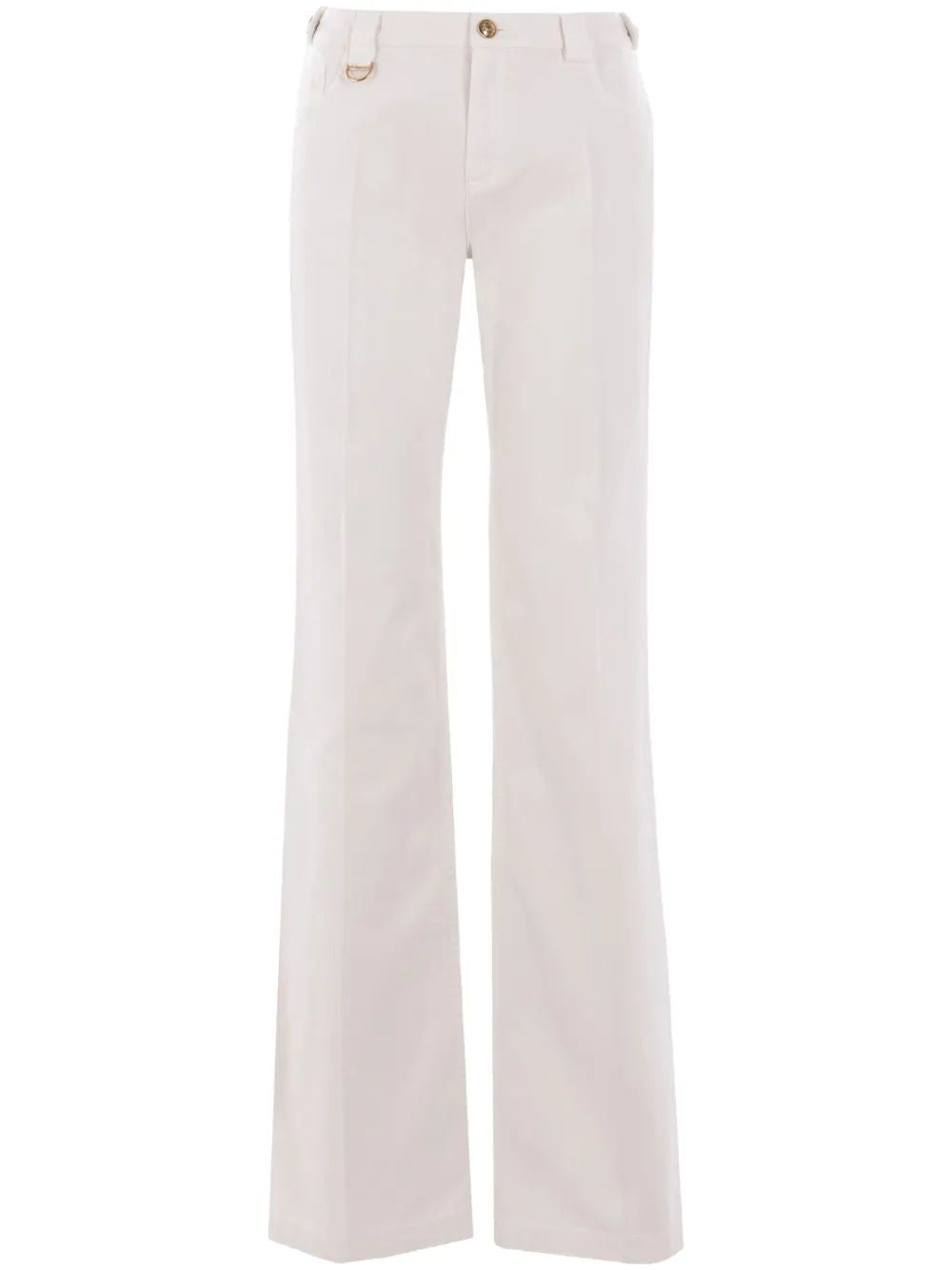 CHLOÉ Elevated Chic White Pants with Gold Logo Buttons
