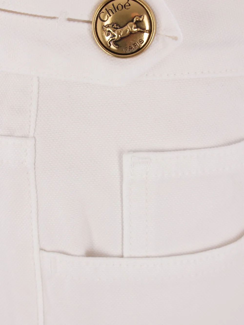 CHLOÉ Elevated Chic White Pants with Gold Logo Buttons