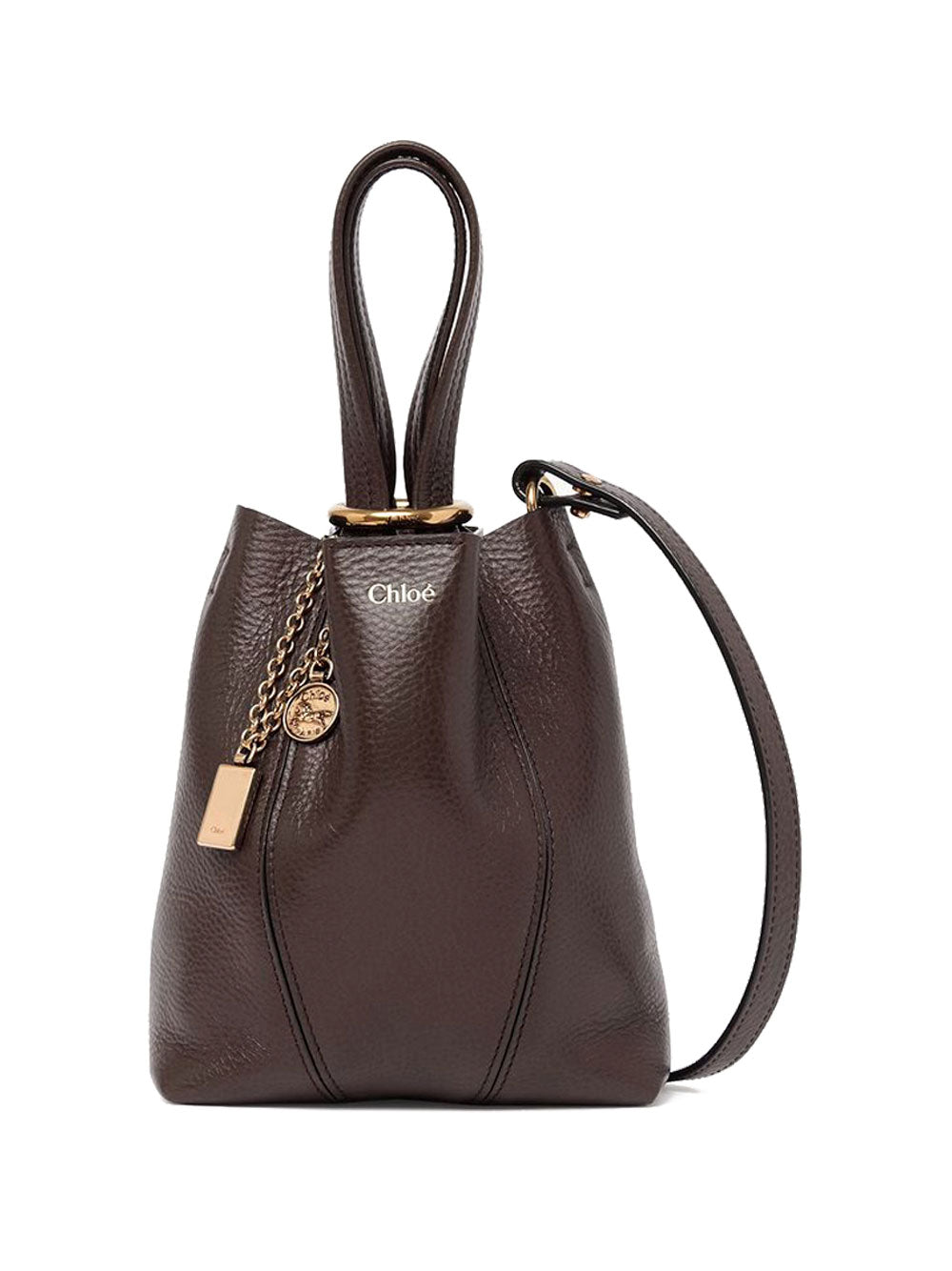 CHLOÉ Mini Grained Leather Spin Tote Handbag