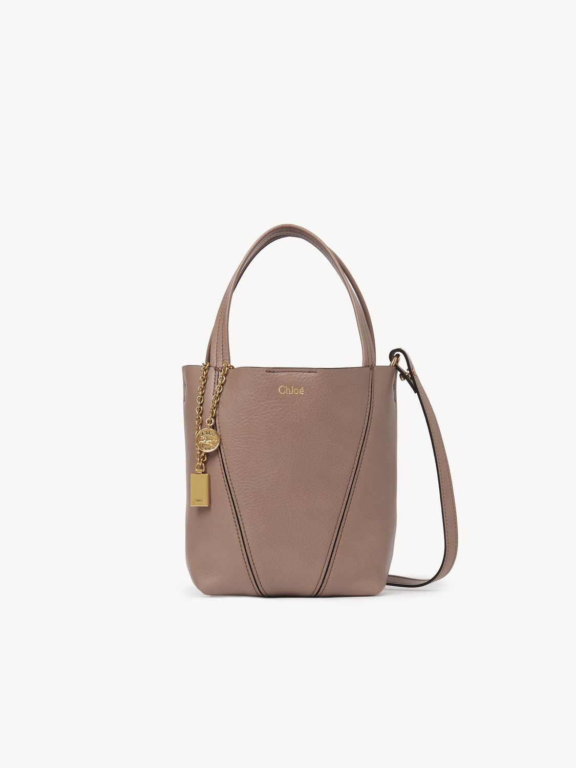CHLOÉ Mini Spin Tote Handbag in Grained Leather