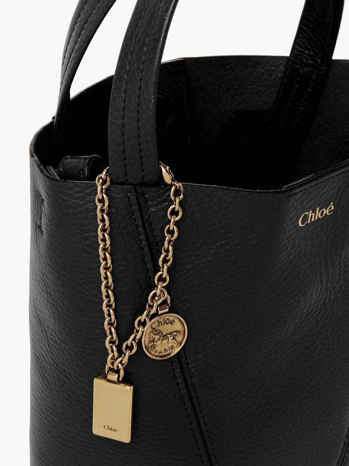 CHLOÉ Mini Pebbled Leather Tote Handbag