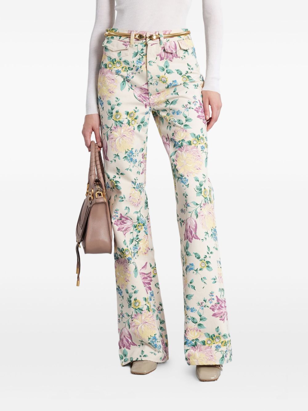 CHLOÉ Floral Printed Wide-Leg Jeans for Women