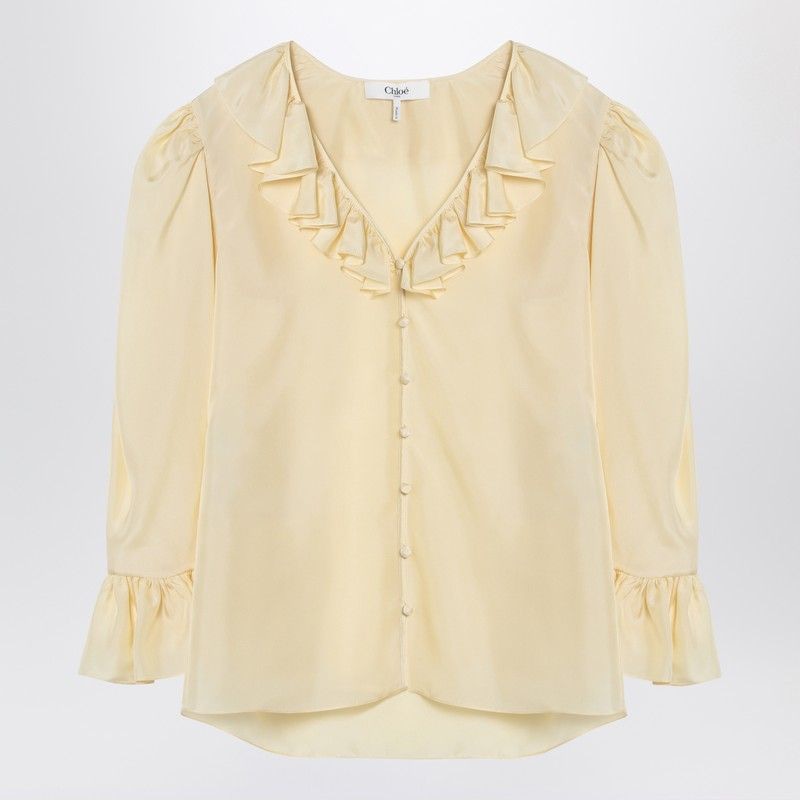 CHLOÉ Silk Blouse with Ruffles and Puff Sleeves - SS25