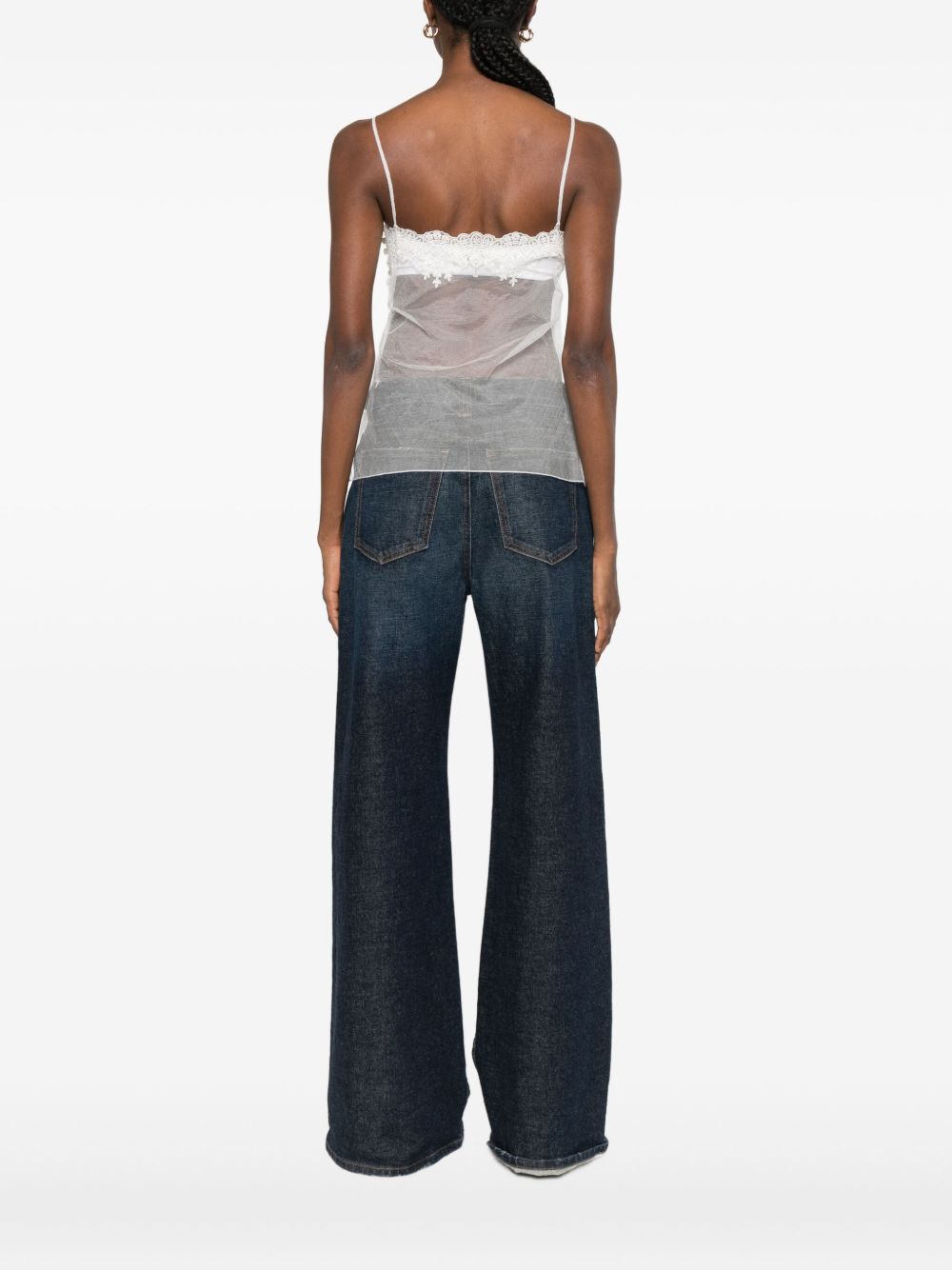 CHLOÉ Embroidered Lace Top with Spaghetti Straps