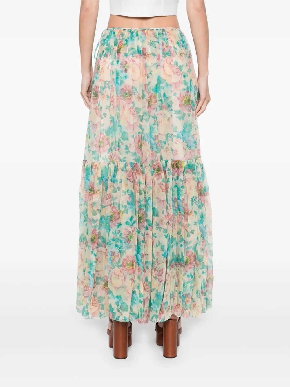 CHLOÉ Floral Printed Silk Skirt