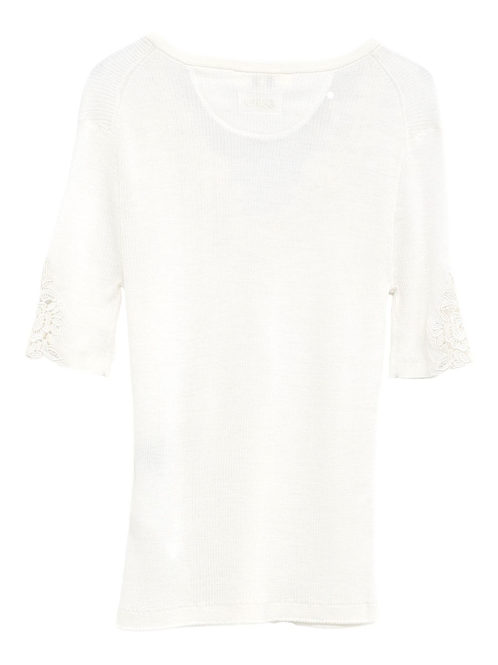 CHLOÉ Wool Knit Top with Lace Guipure