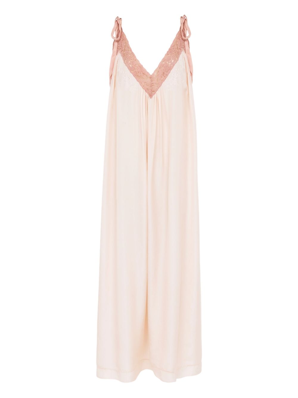 CHLOÉ Silk and Lace Dress with Tie Fastening V-Neck - Sleeveless