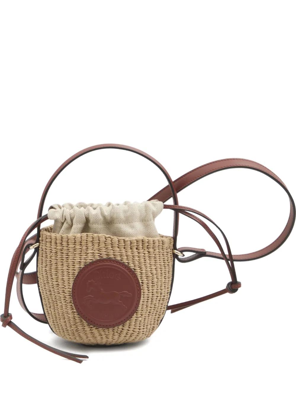 CHLOÉ Raffia Horse Medal Bucket Handbag