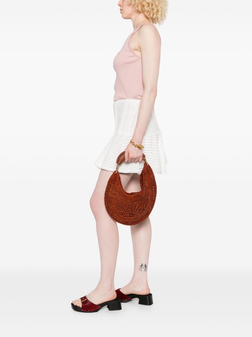 CHLOÉ Summer Raffia Hobo Handbag - W:36CM H:21.5CM D:3CM