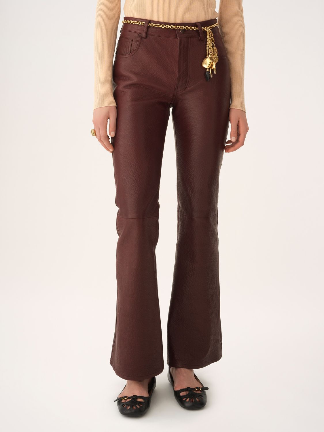 CHLOÉ Leather Flared Pants - Women’s Lifestyle