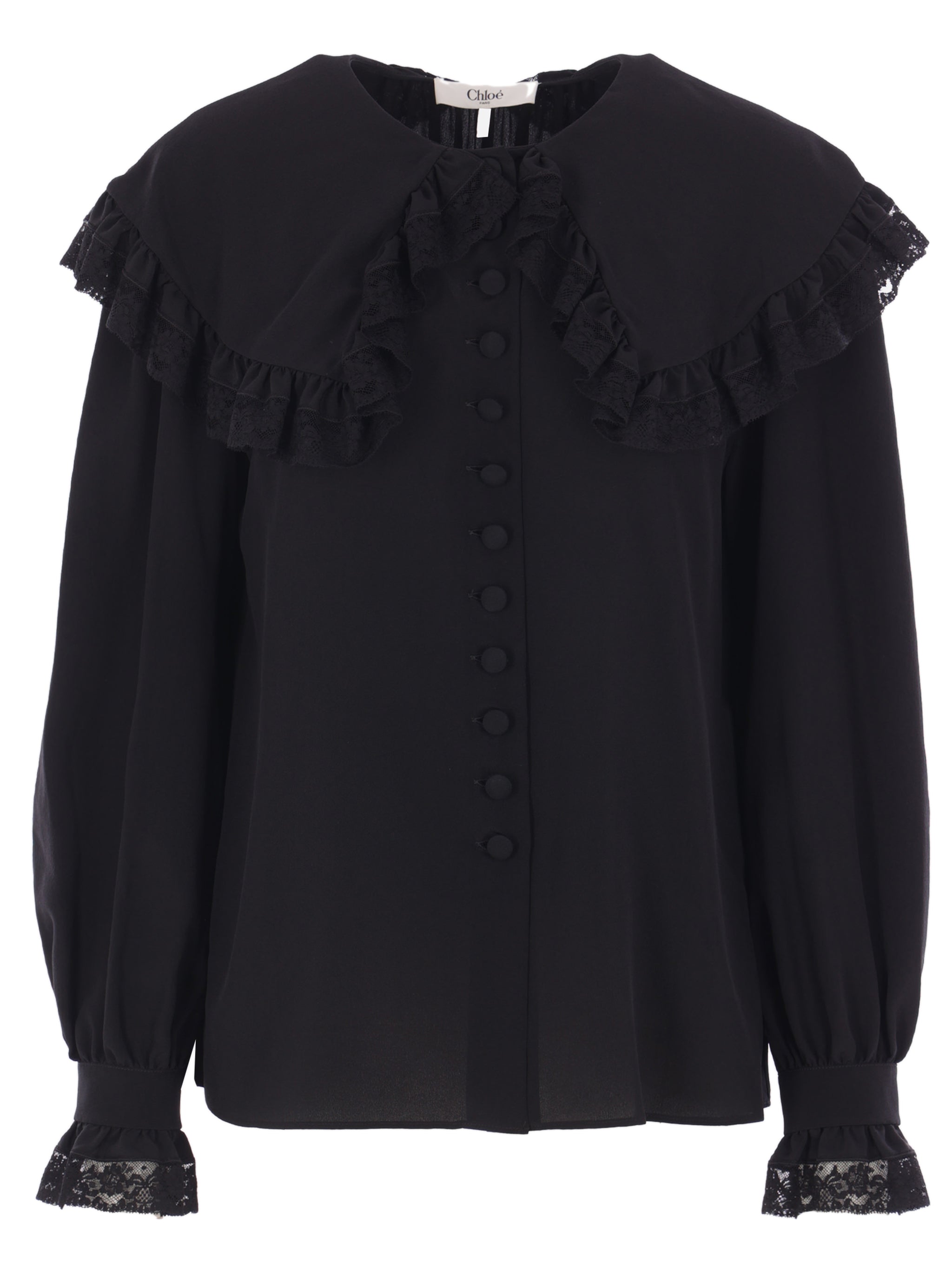 CHLOÉ Elegant Long-Sleeved Top with Lace Ruffles
