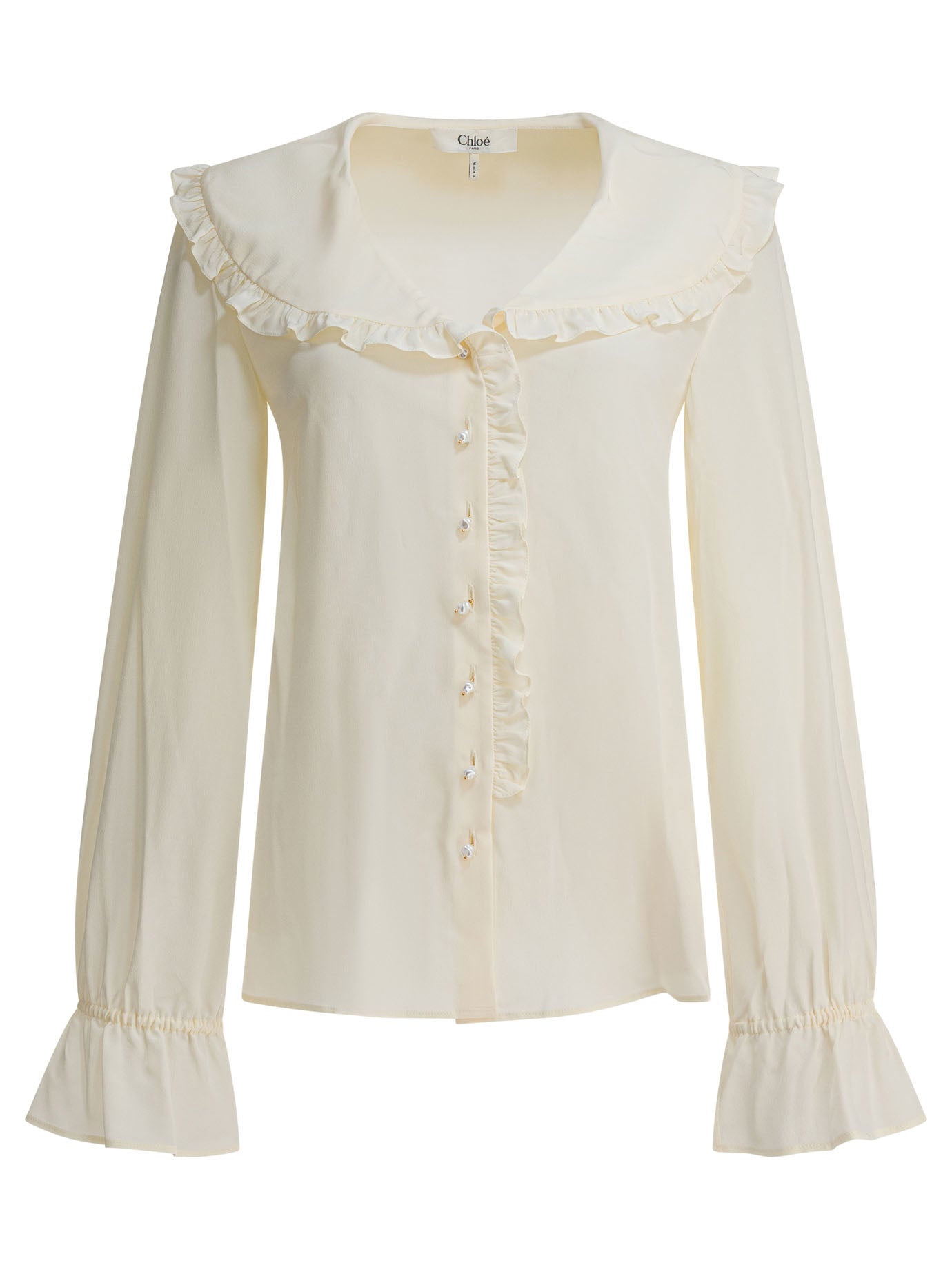 CHLOÉ Silk Ruffled Long Sleeve Shirt