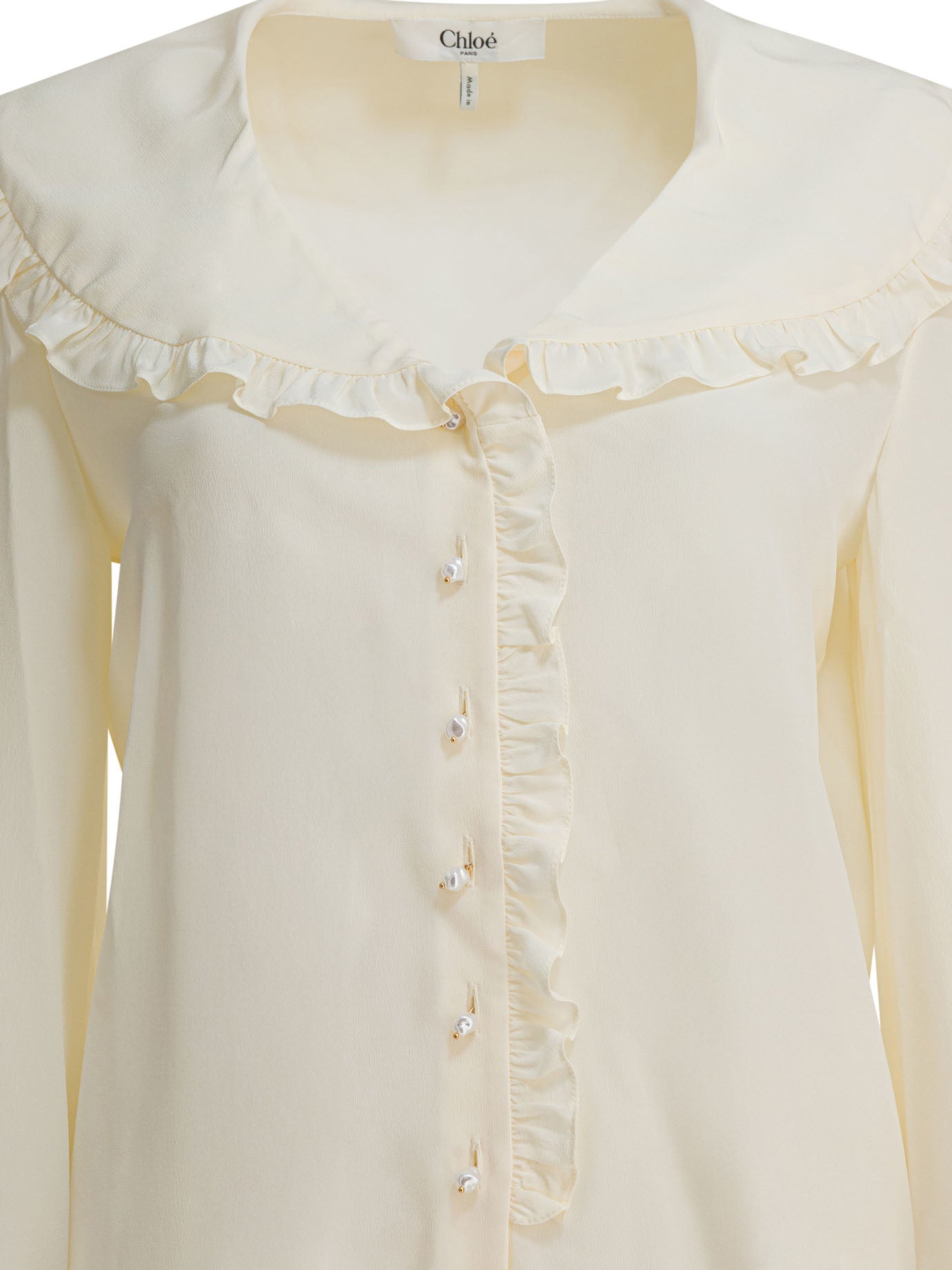 CHLOÉ Silk Ruffled Long Sleeve Shirt