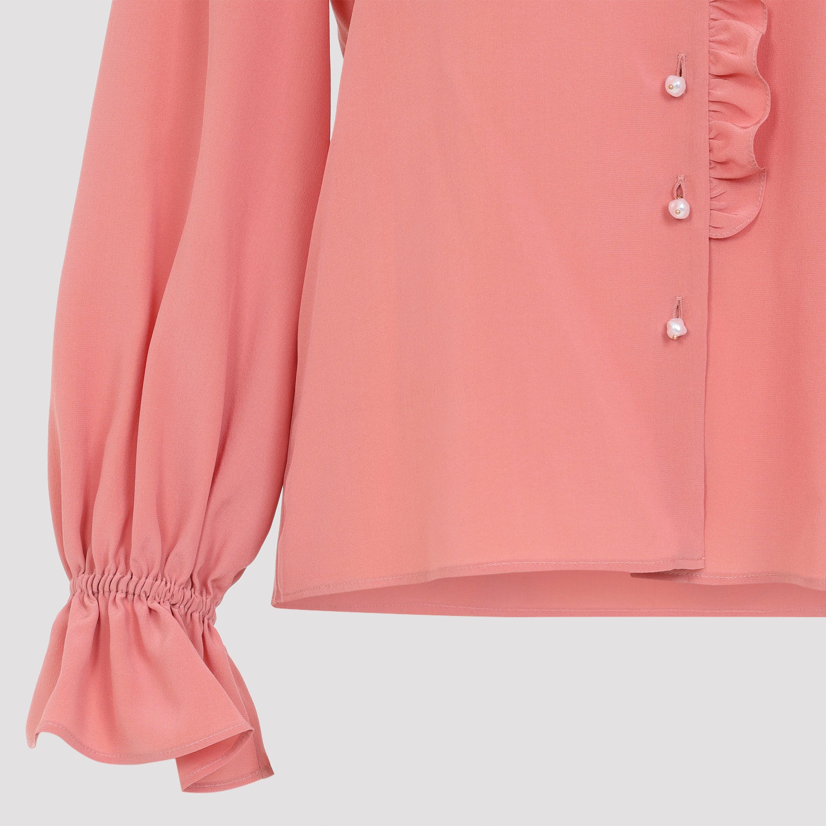 CHLOÉ Silk Blouse with V-Neckline and Ruffled Edges