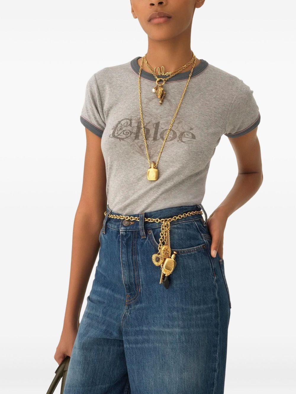 CHLOÉ Women's Baby-Fit Mini T-Shirt with Heart-Lock Print