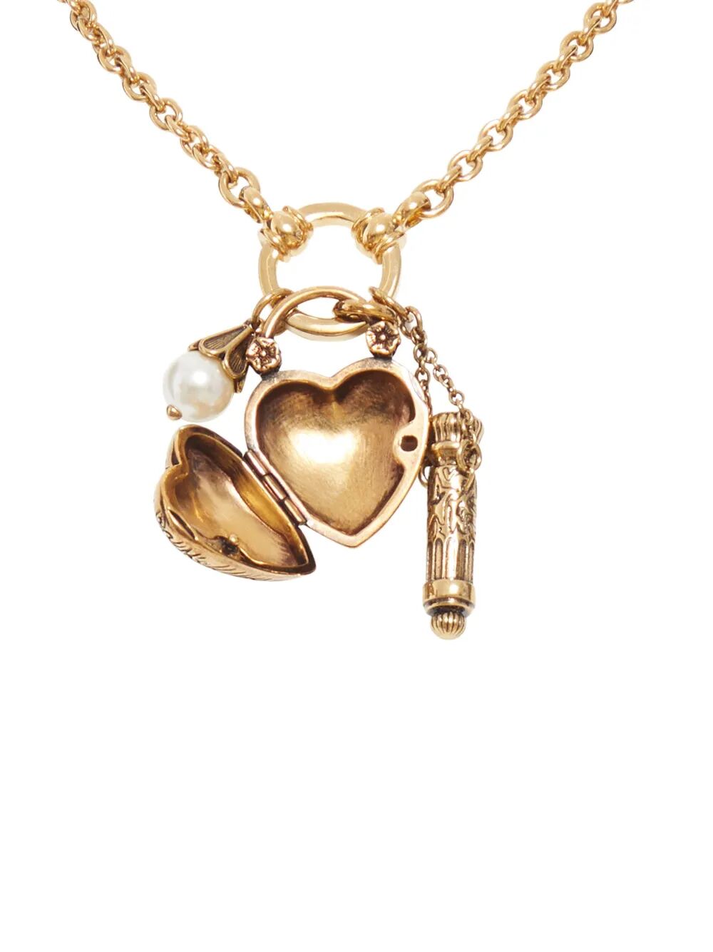 CHLOÉ Vintage Gold Brass Choker with Heart Pendants