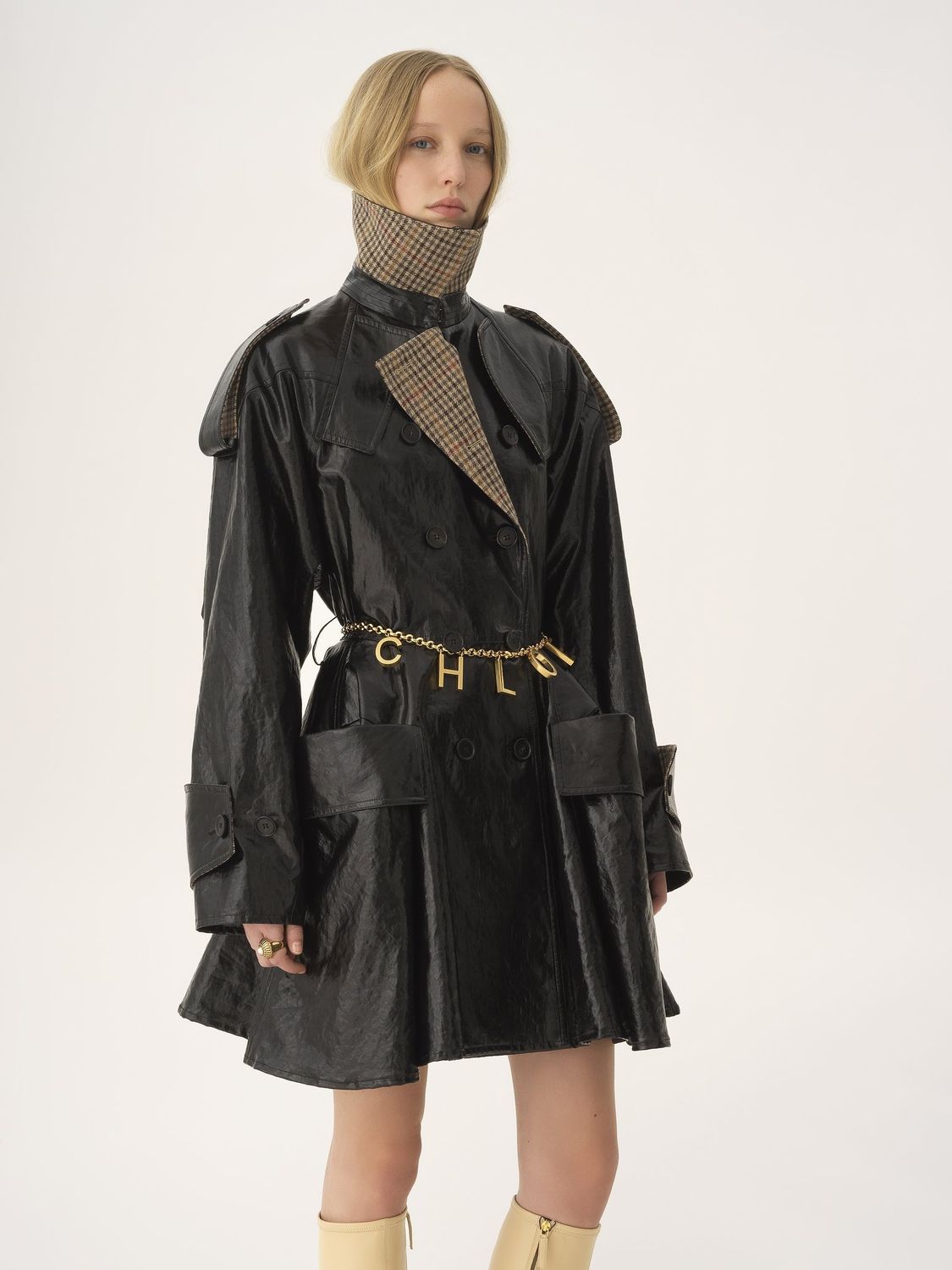 CHLOÉ Mini Coated Linen Trench Jacket