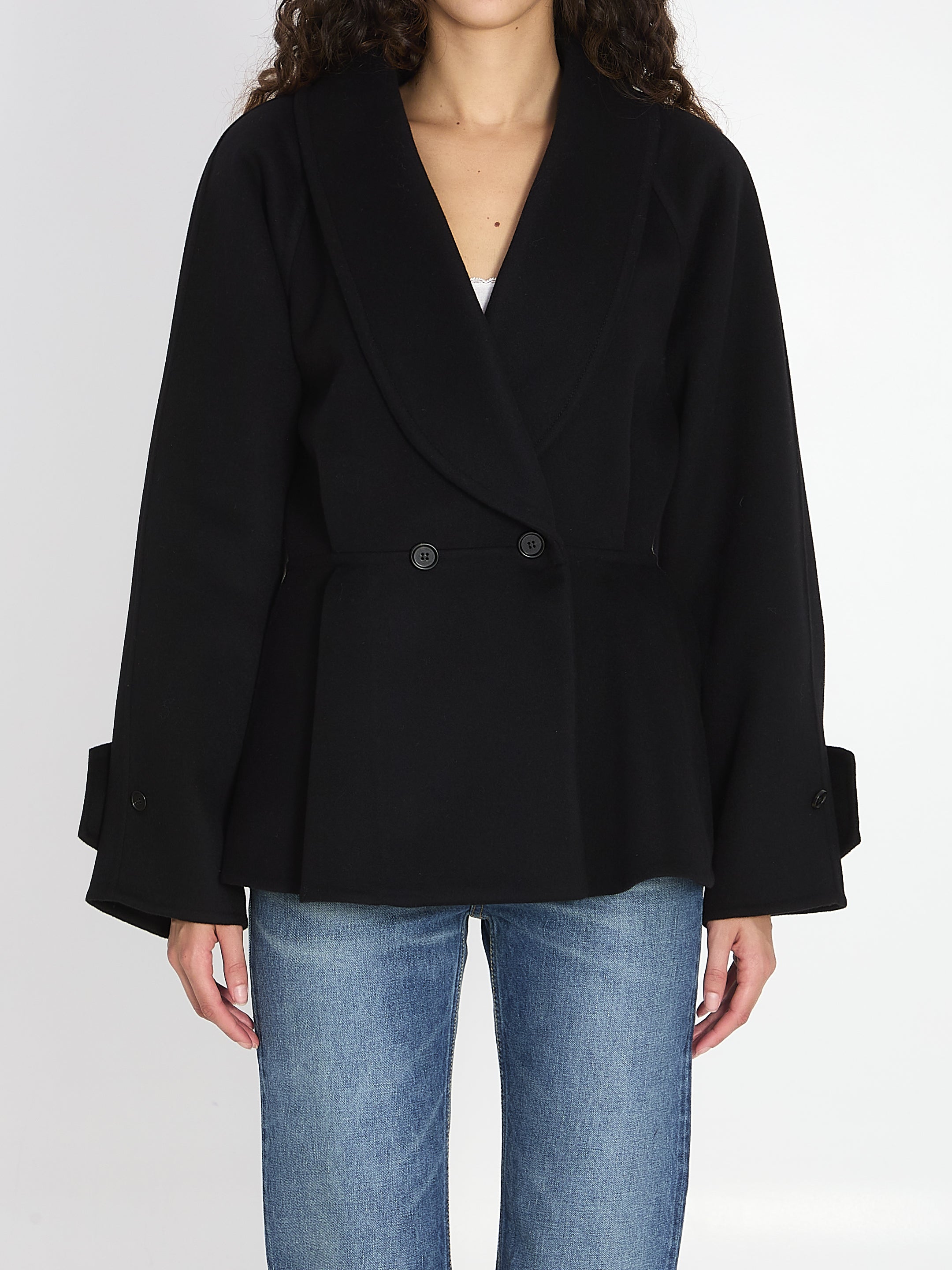 CHLOÉ Mini Ruffled Short Jacket with Scarf Collar - Regular Fit