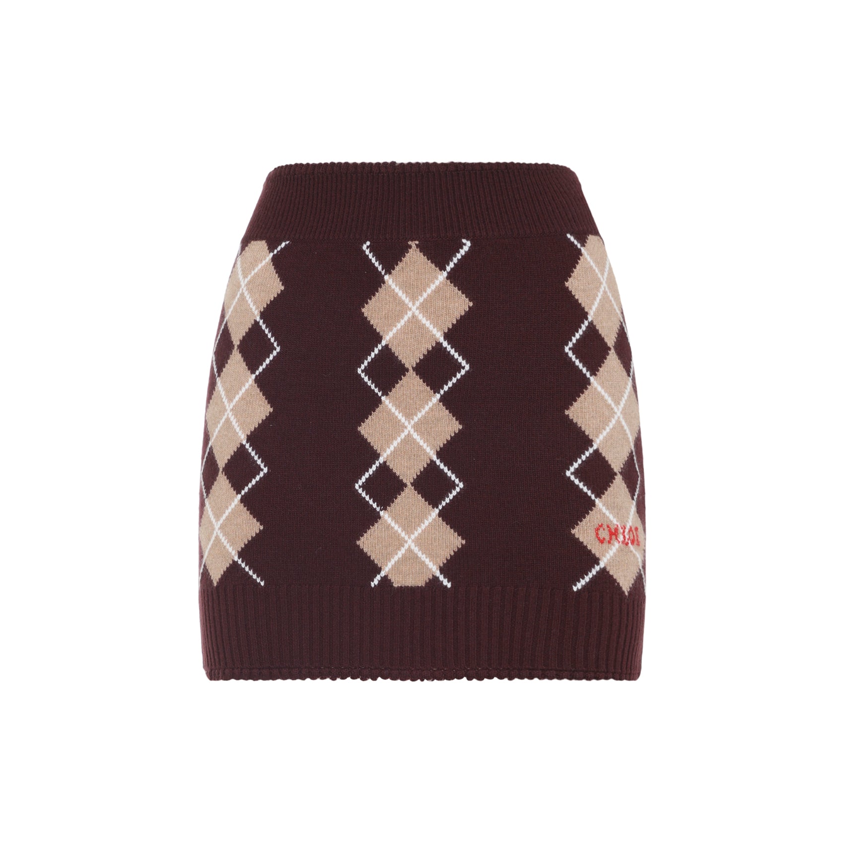 CHLOÉ Argyle Pattern Wool Cashmere Mini Skirt