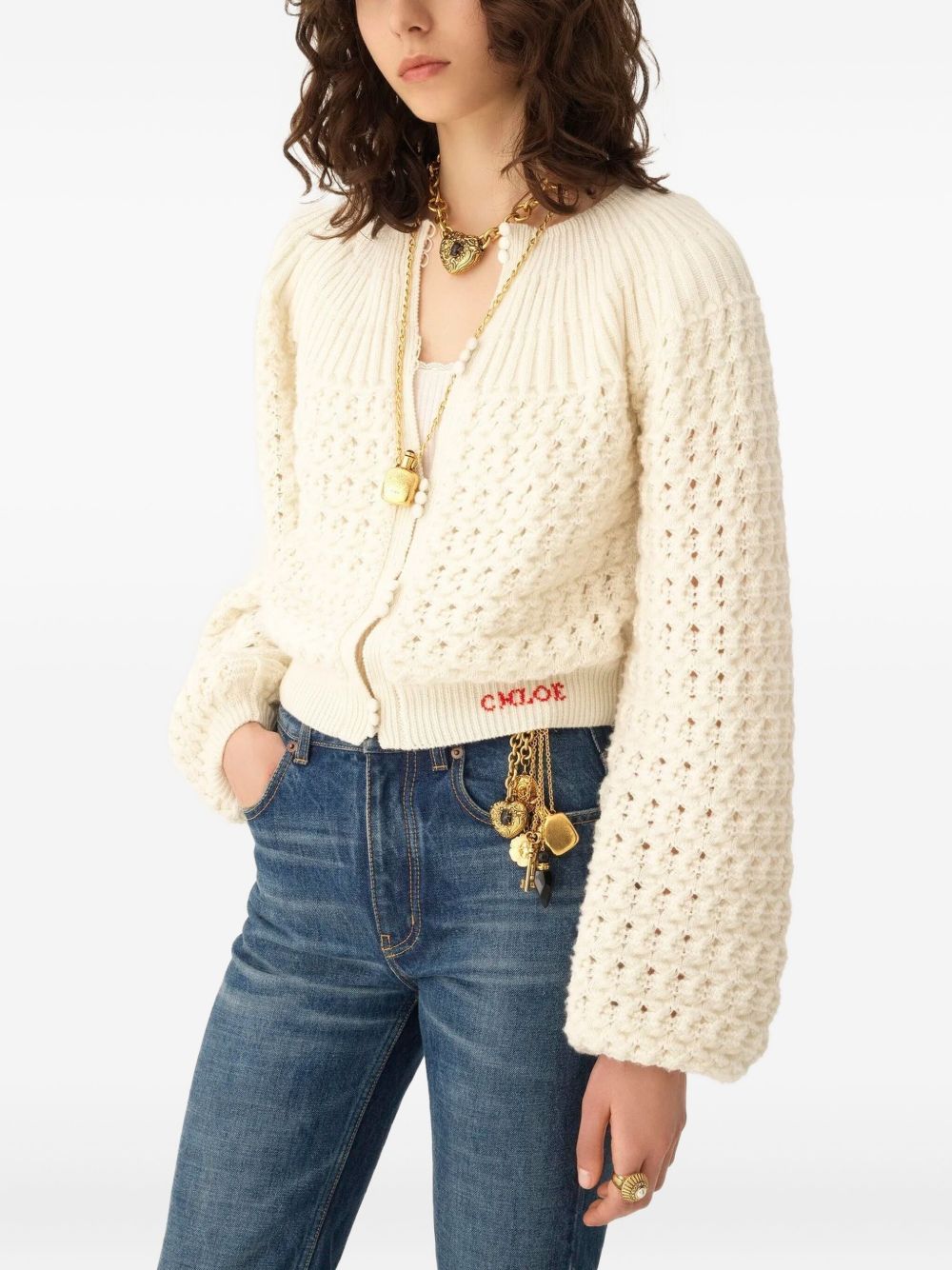 CHLOÉ Wool and Cashmere Knit Round-Neck Cardigan