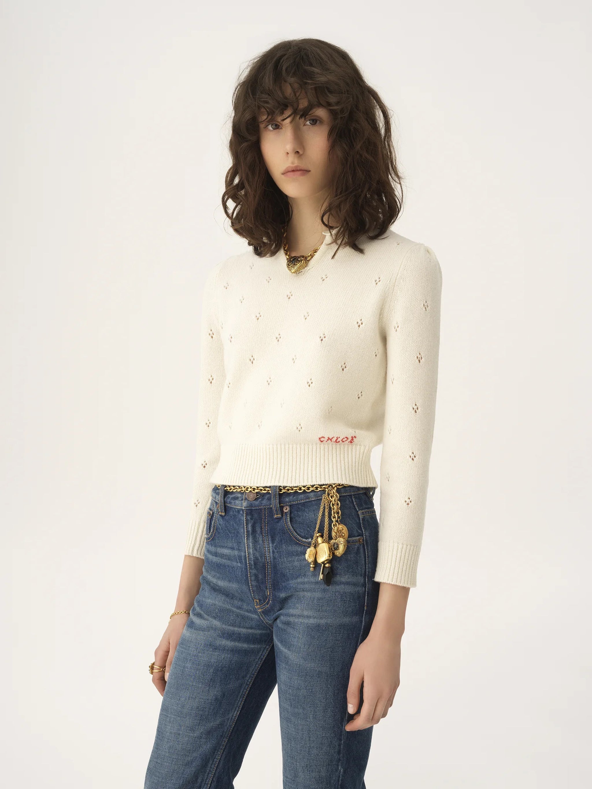 CHLOÉ Fitted Cropped Wool and Cashmere Sweater (S)