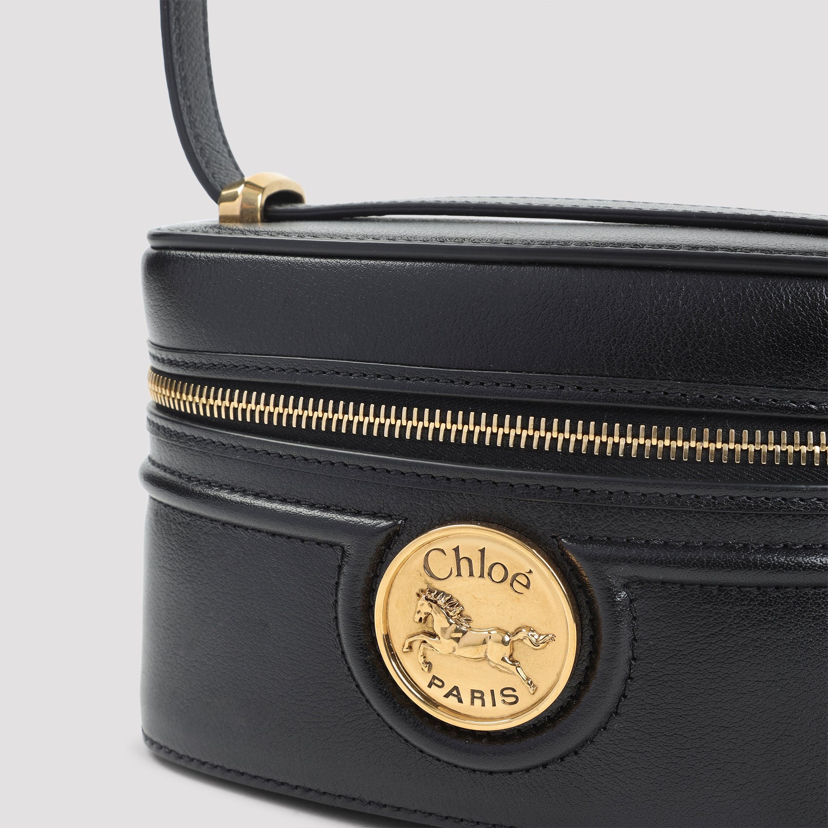 CHLOÉ Mini Leather Vanity Case with Horse Medal Detail