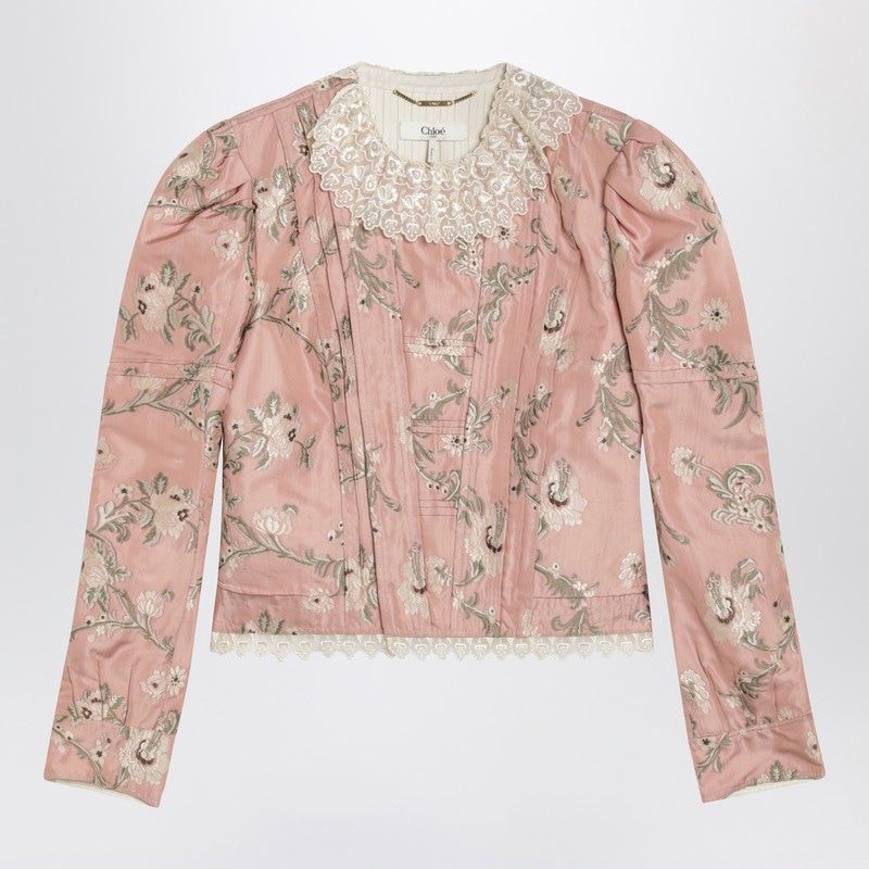 CHLOÉ Baroque Silk-Blend Taffeta Jacket with Floral Jacquard - Mini