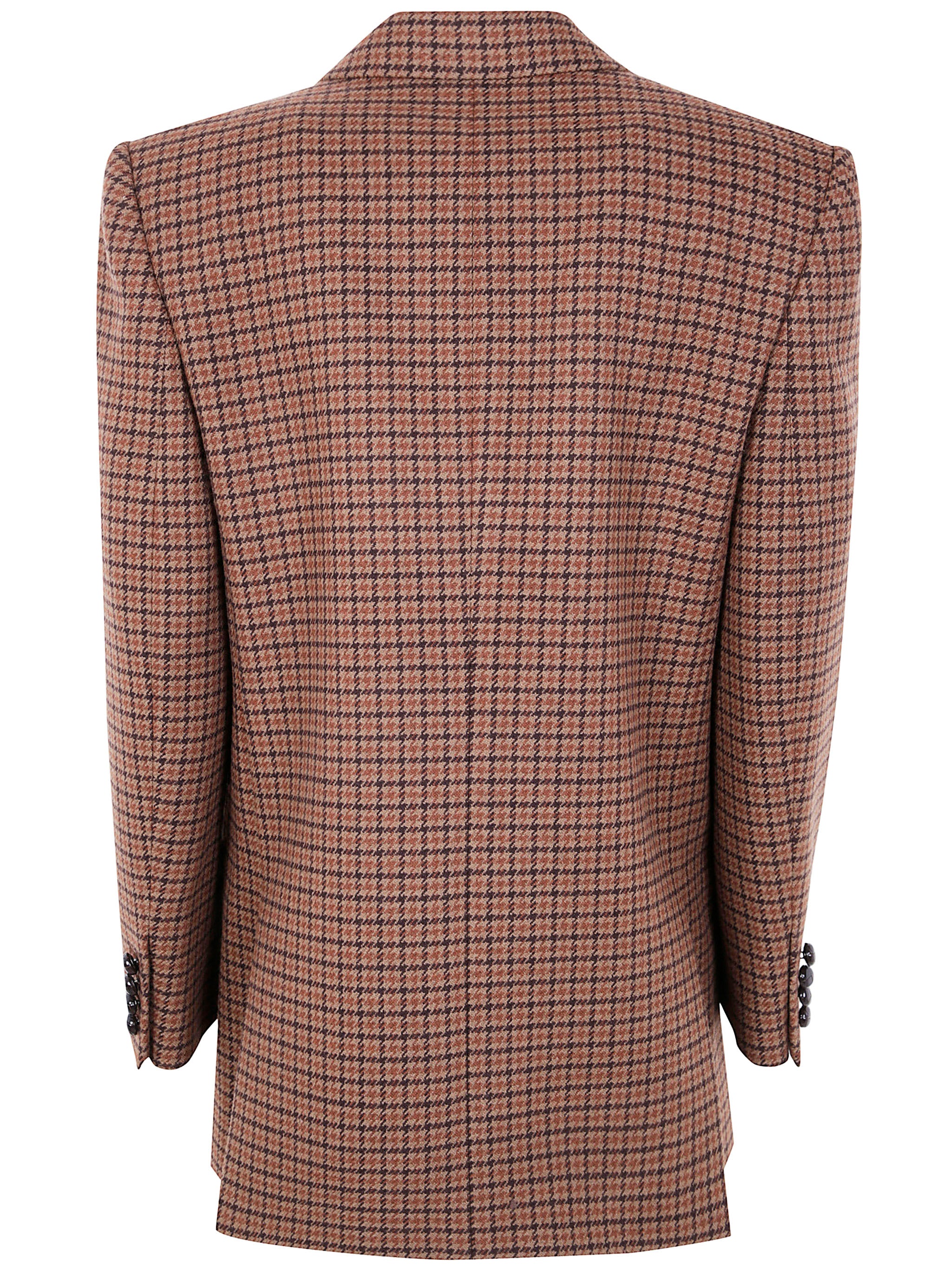 CHLOÉ Double-Breasted Houndstooth Wool Blazer - Size 36