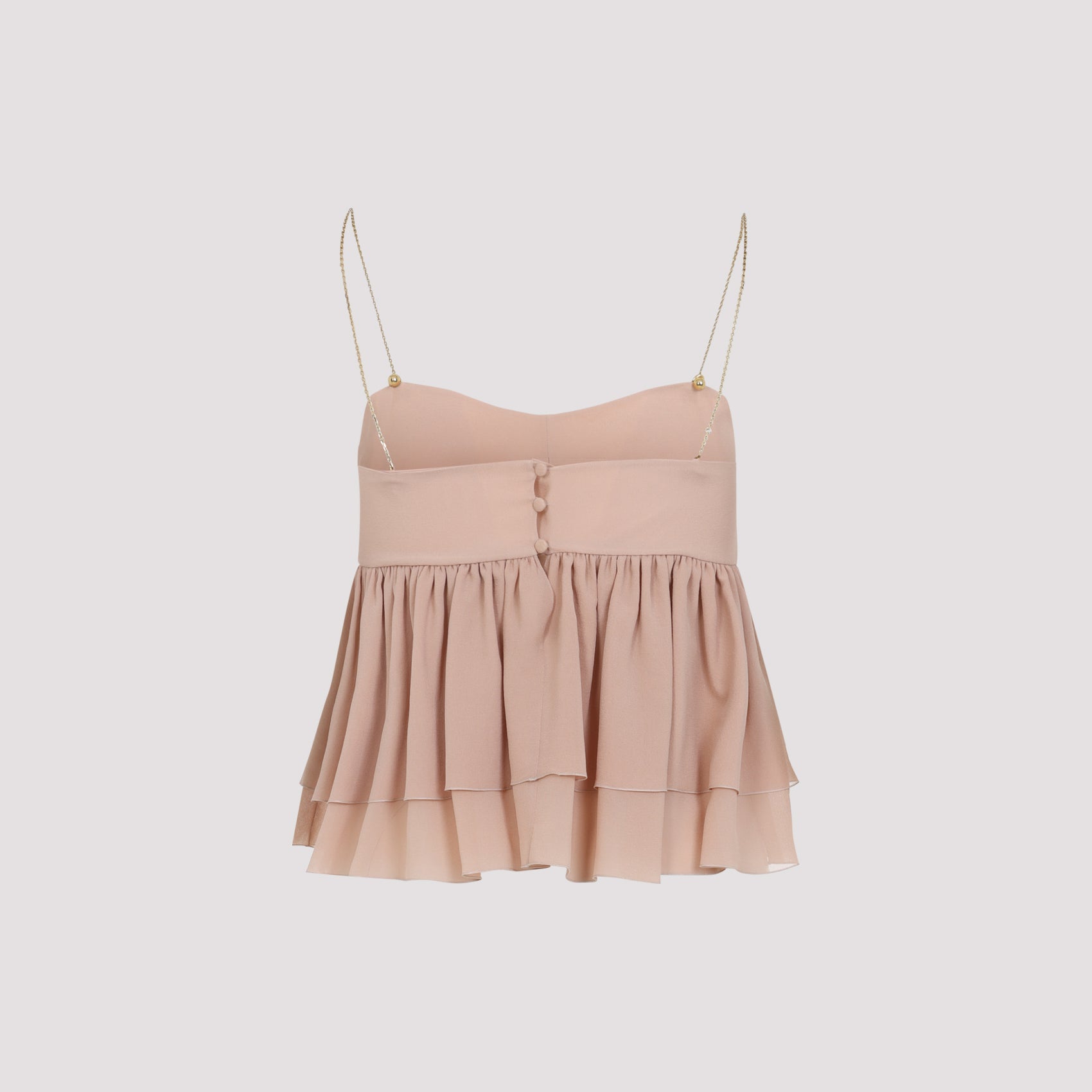 CHLOÉ Silk Tiered Design Top with Chain Straps for Women