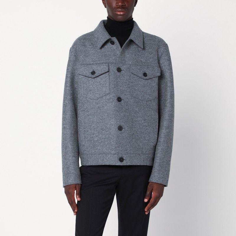 HARRIS WHARF LONDON Men's Light Grey Wool Jacket
