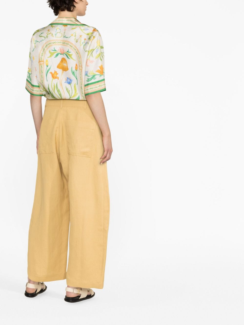 STUDIO NICHOLSON High Waist Wide Leg Cropped Trousers