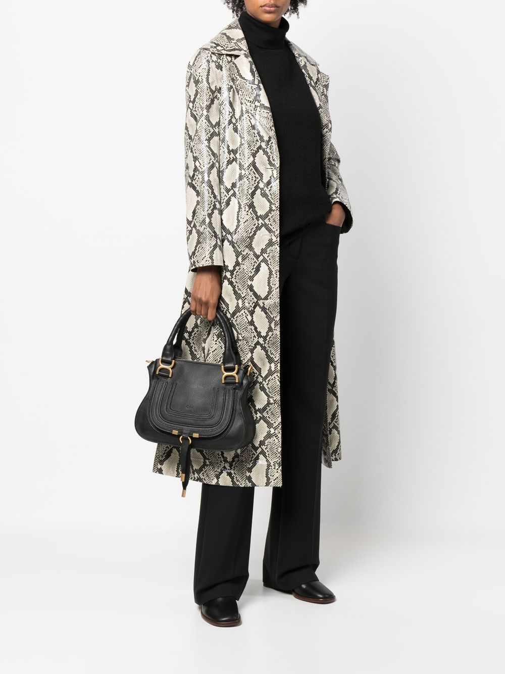 CHLOÉ Mini Leather Handbag with Front Flap and Tie Strap