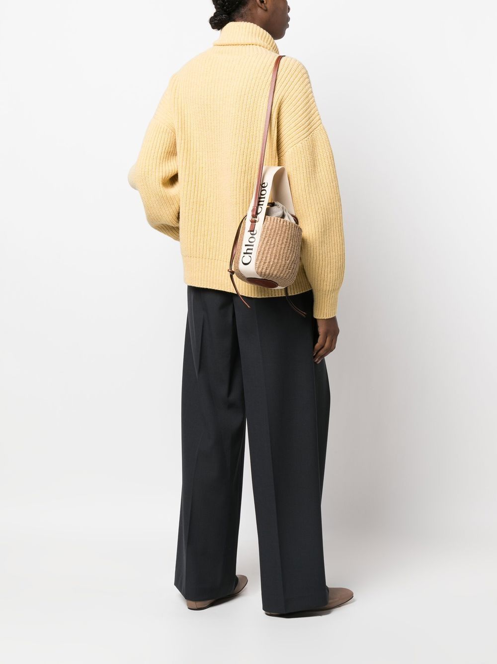 CHLOÉ Mini Straw Bucket Handbag