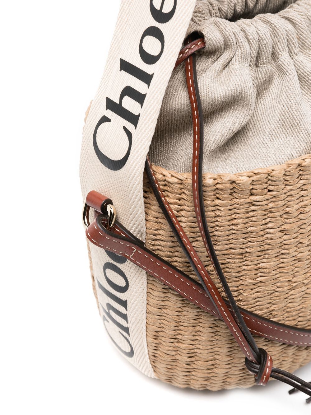CHLOÉ Mini Straw Bucket Handbag