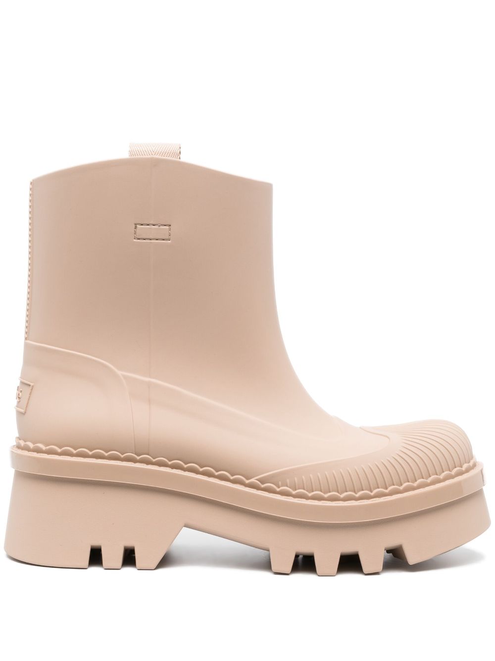 CHLOÉ Ankle-Length Rubber Rain Boots with Block Heel