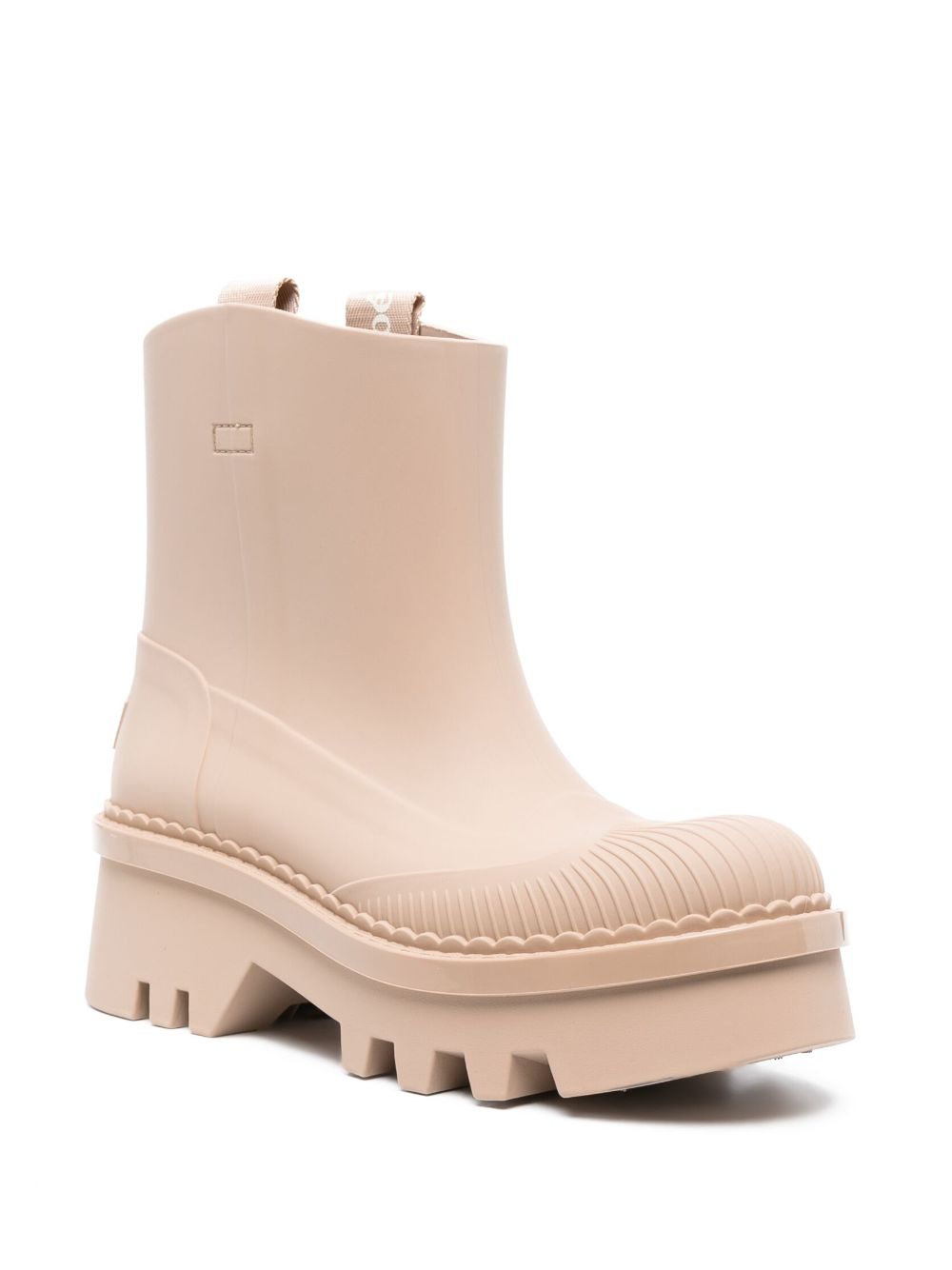 CHLOÉ Ankle-Length Rubber Rain Boots with Block Heel