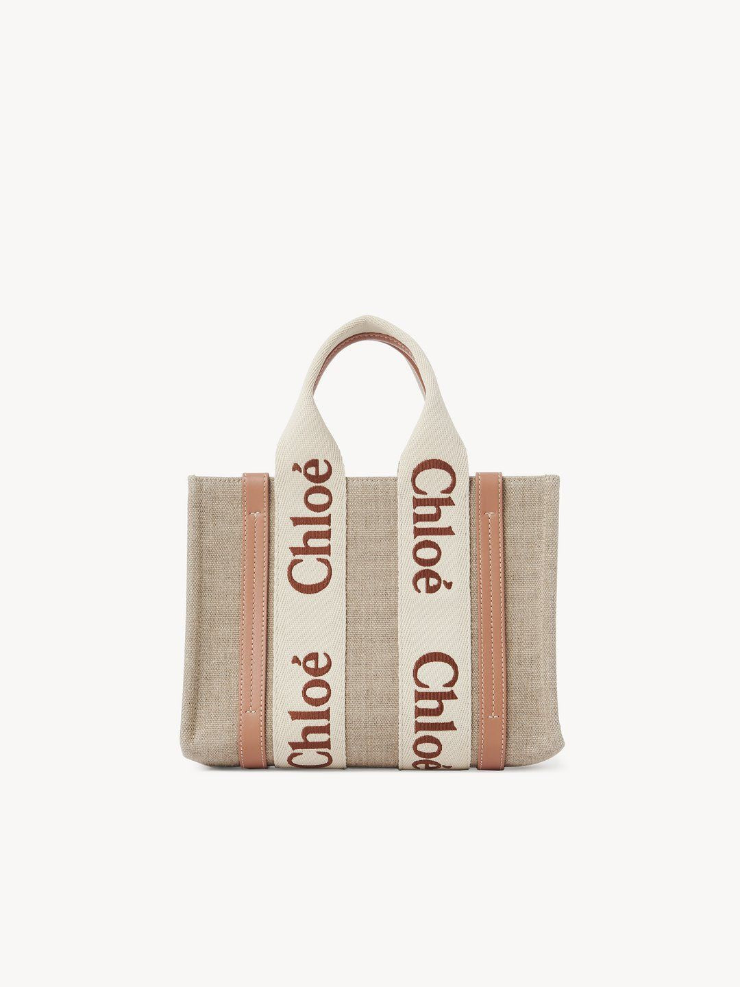 CHLOÉ Mini Multicolor Linen Shopping Handbag