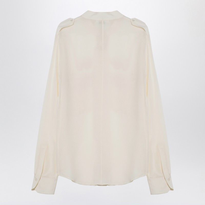 CHLOÉ Silk Blouse with Mandarin Collar and Pocket Detail