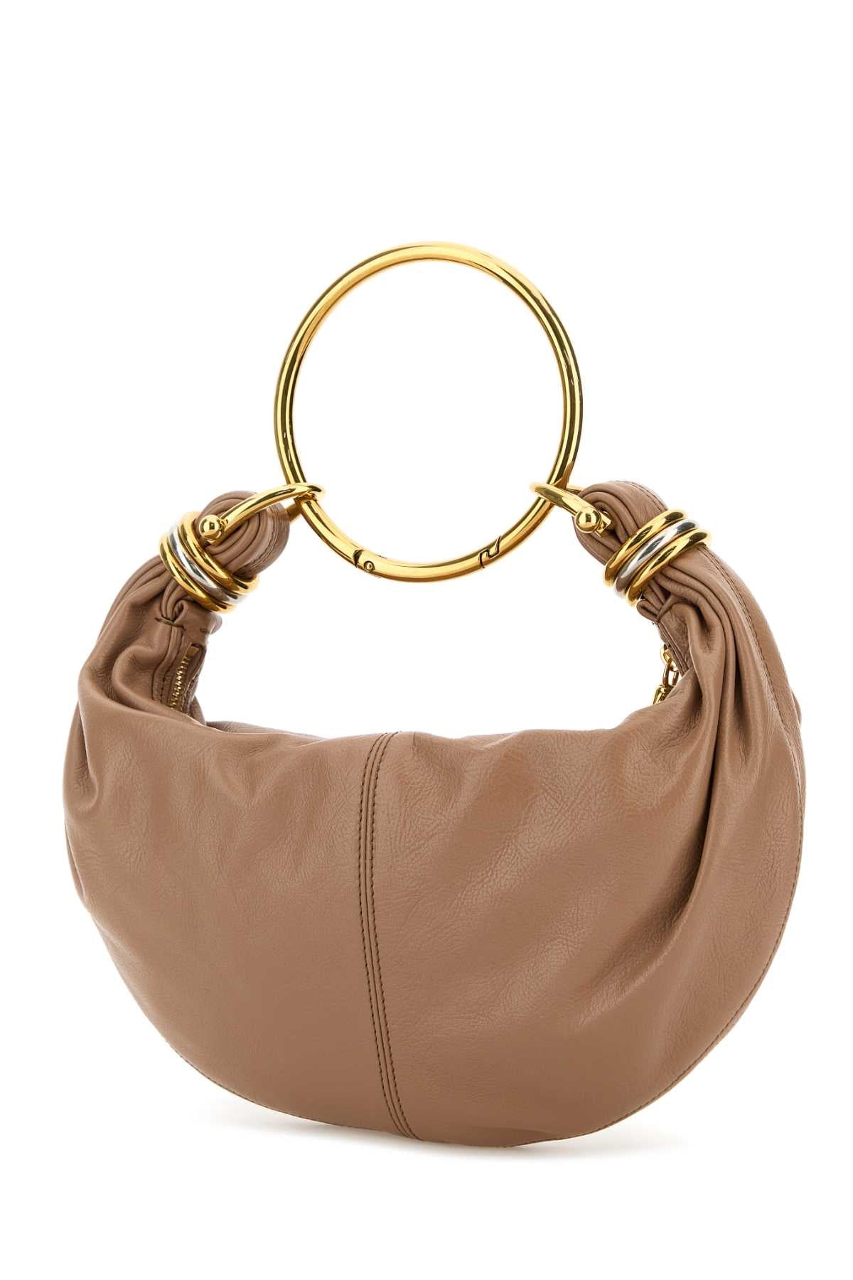 CHLOÉ Pebbled Leather Hobo Handbag with Top Handle - 32cm