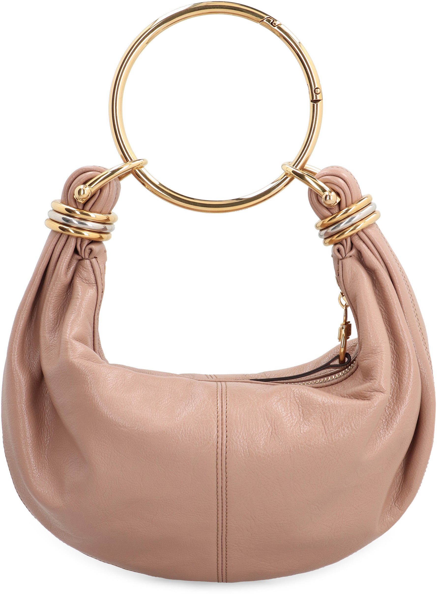 CHLOÉ Pebbled Leather Hobo Handbag with Top Handle - 32cm