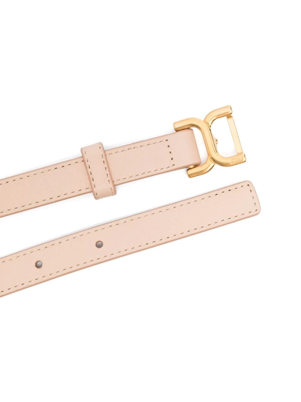 CHLOÉ Mini Grained Leather Belt with Engraved Buckle