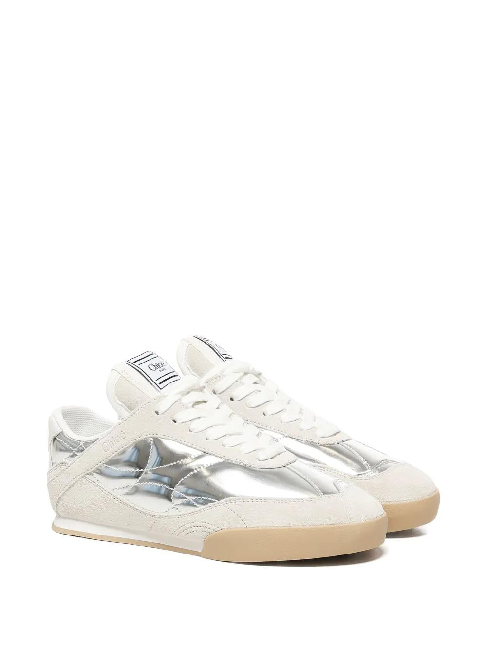 CHLOÉ Metallic-Panelled Kick Sneakers for Women - Size 9