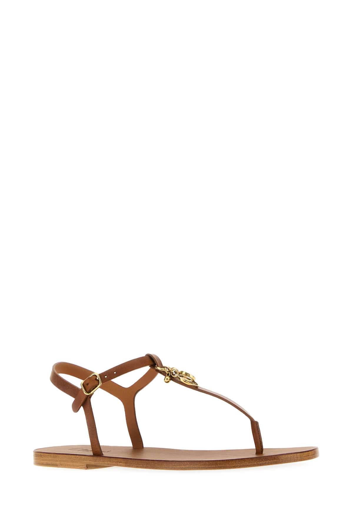 CHLOÉ Leather Charms Thong Sandals - Size 12
