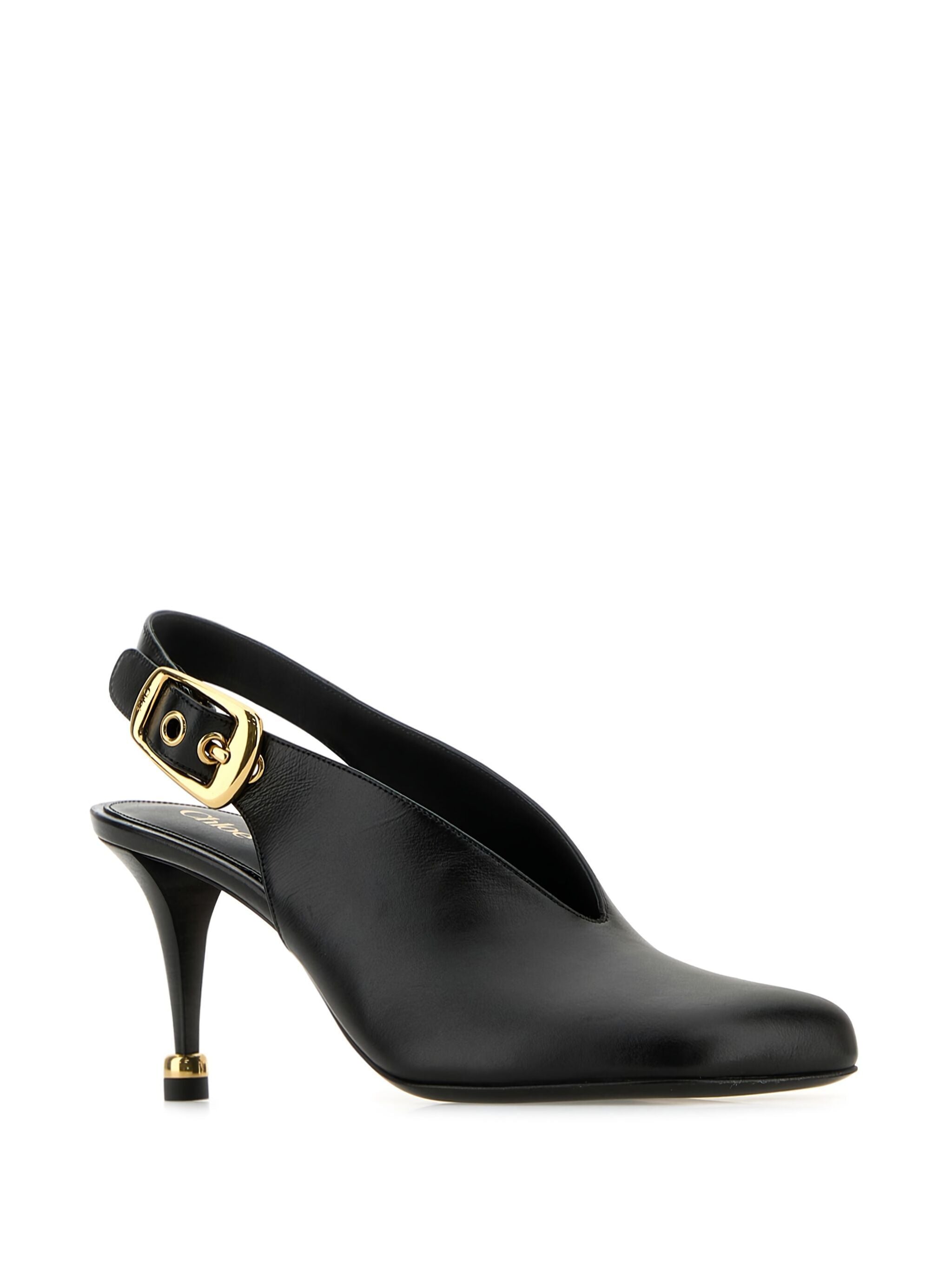 CHLOÉ Slingback Pump with Buckle and Gold Finish Heel