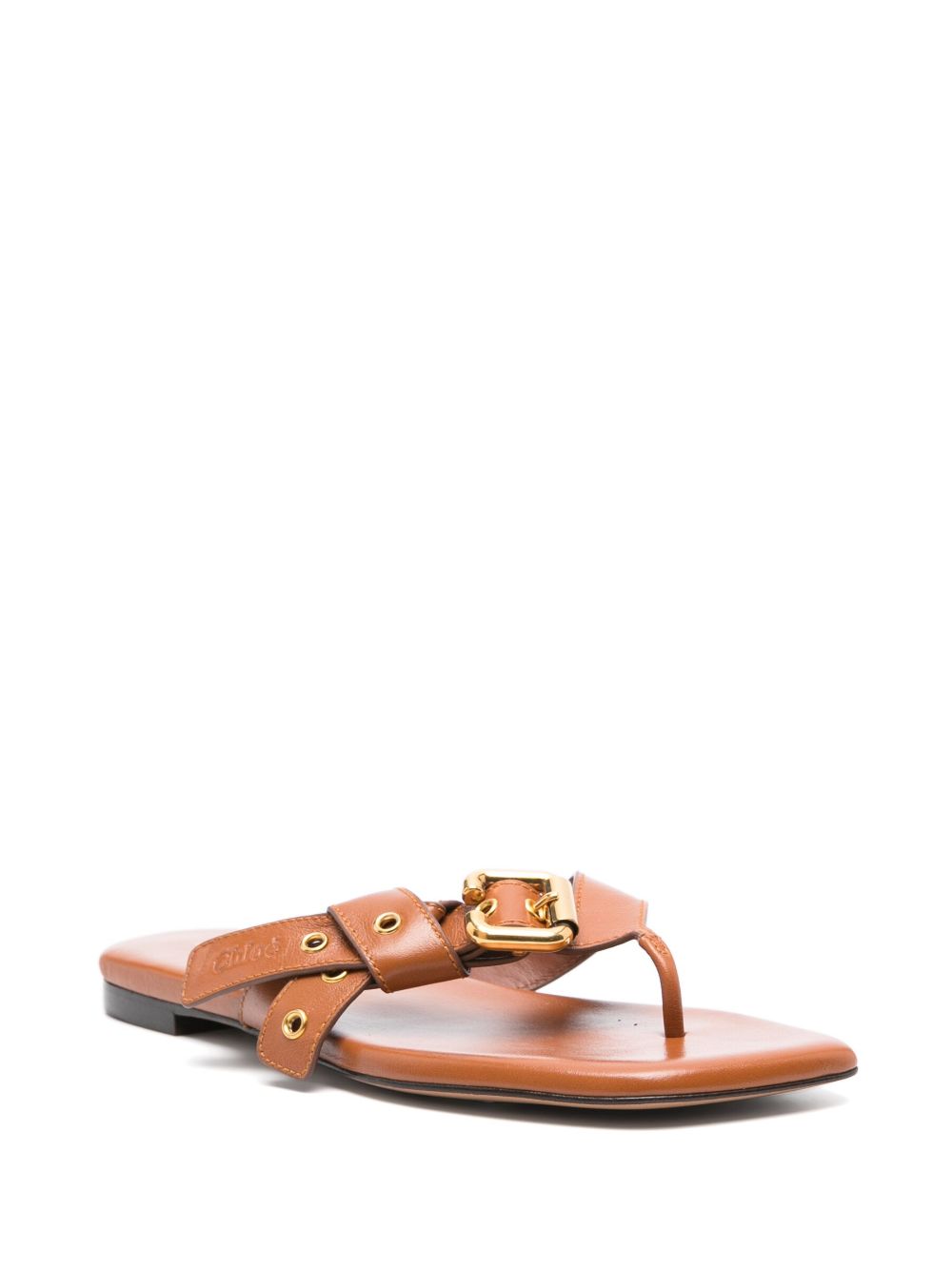 CHLOÉ Elegant Flat Sandal with Gold Buckle