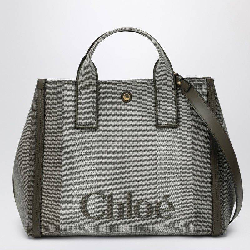 CHLOÉ Carry Tote Handbag - Striped Canvas