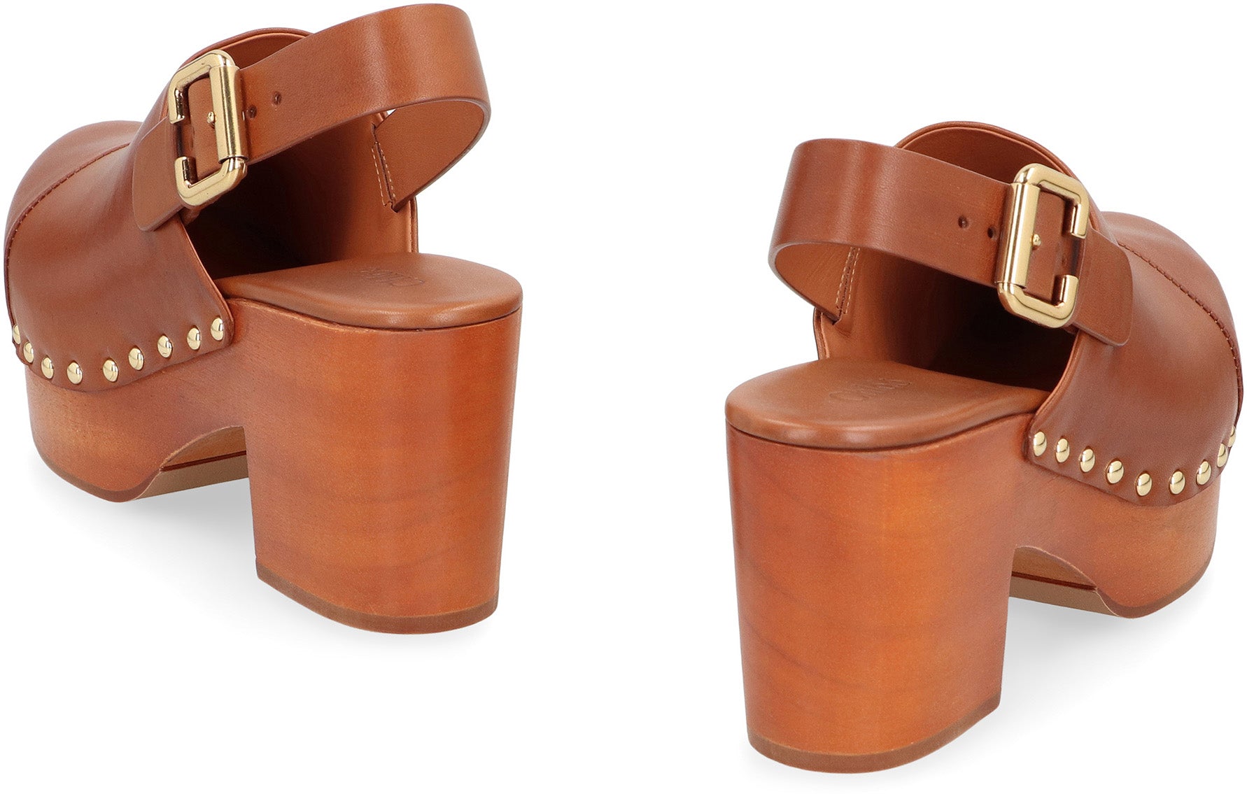 CHLOÉ Platform Clogs with Adjustable Ankle Strap - 8 CM Heel